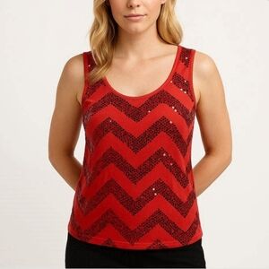 Rue 21 Red Sequin Chevron Tank Top size L